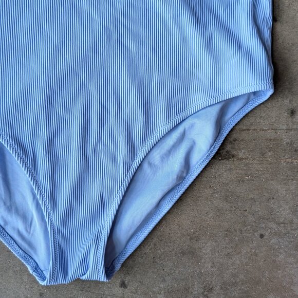 Aerie Ribbed Cut Out One Piece Swimsuit Blue large long NWT - Picture 6 of 10